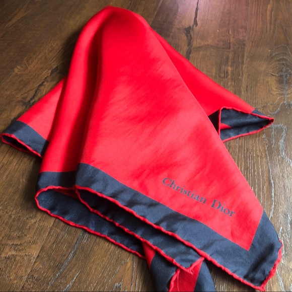 Vintage crimson Christian Dior silk scarf